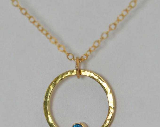14k Gold Filled Blue Zircon Necklace, Mothers Necklace, Mom Necklace, December Birthstone Necklace, Blue Zircon Necklace, Blue Zircon