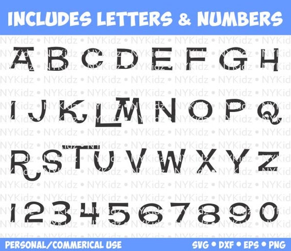 Alphabet and Numbers Uppercase Alphabet // SVG DXF EPS and png ...