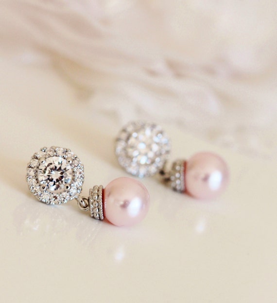 Blush Pink Earrings Blush wedding Jewelry by DreamIslandJewellery