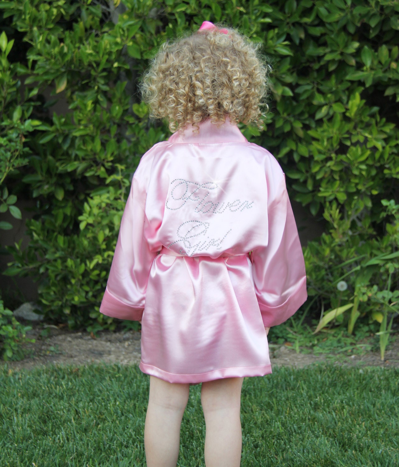 Flower Girl crystal rhinestone robe Flower Girl Satin Robe