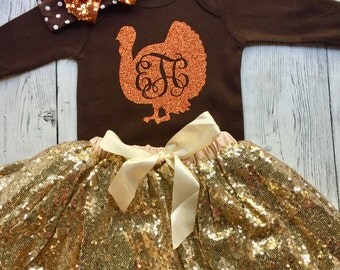 1st Thanksgiving Outfit, Baby Girl First Thanksgiving Dress, First Thanksgiving Set, Personalized Thanksgiving Outfit, Turkey Outfit