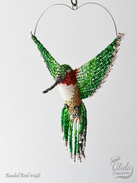 3D Beaded Bird Suncatcher Bird Ornament Beaded by AlulaCreations