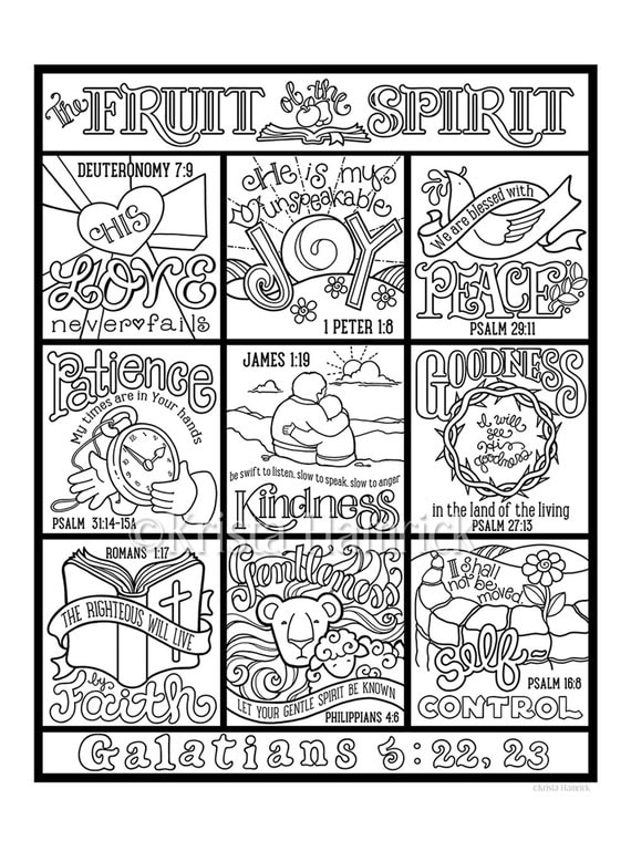 The Fruit of the Spirit coloring page in three by KristaHamrick