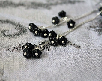 black earrings dangle earrings black jewelry/for/women silver earrings sterling silver jewelry/for/wife romantic jewelry black gifts пя257