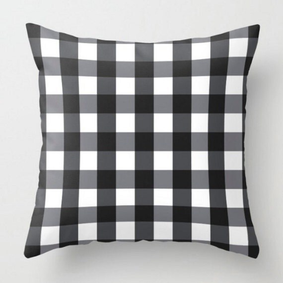 Black Buffalo Check Cushion Plaid Pillow Checkered Cushion