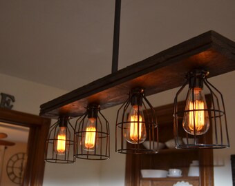 Ceiling Fixture - Swag lighting - Pendant - Hanging Lighting - Industrial Light - Cage light - Wood Light - Barn Light - Farm Light-lighting