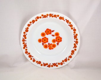 Vintage ARCOPAL Lotus soup plates / orange flowers 70s