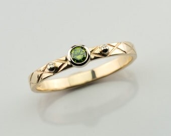 Green Diamond stack ring, Diamond engagement ring, Green diamond ring, bezel diamond ring, engagement diamond ring, Chartreuse green diamond