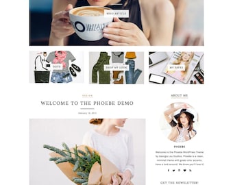 WordPress Theme - Responsive, Simple, Minimal - "Phoebe" for WordPress - Woocommerce - Customizable and Clean - Instant Download - Fashion