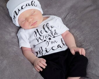 Trendy Newborn Name Hat.newborn baby hat..personalized newborn hat..boy hat.girl hat...new baby hat...take home hat...newborn photo prop hat
