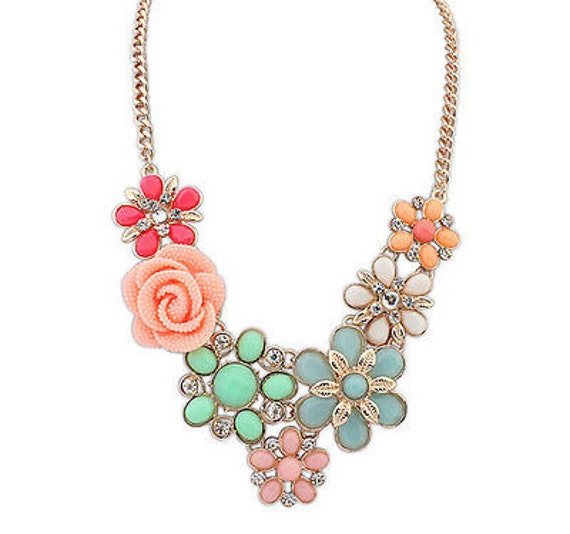 Betsey Johnson Flower Rose Statement Necklace by DudesNDolls