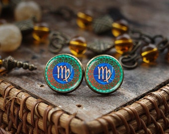Virgo Zodiac stud earrings, Virgo earrings, Virgo Zodiac Jewelry, Virgo constellation earrings, Virgo Zodiac Sign earrings