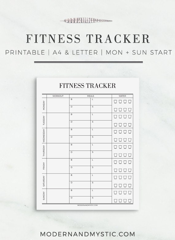 Fitness Tracker Printable Fitness Tracker Fitness