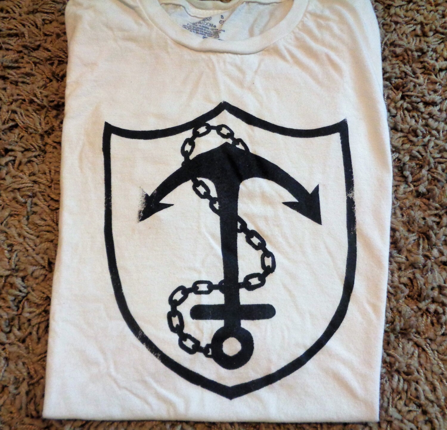 Hand Screenprinted Anchor Upside Down Nautical