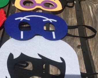 PJ Masks VILLAIN Masks - Romeo, night ninja & luna girl superhero double-sided cape or cape/mask. Party favors, costume or cosplay.