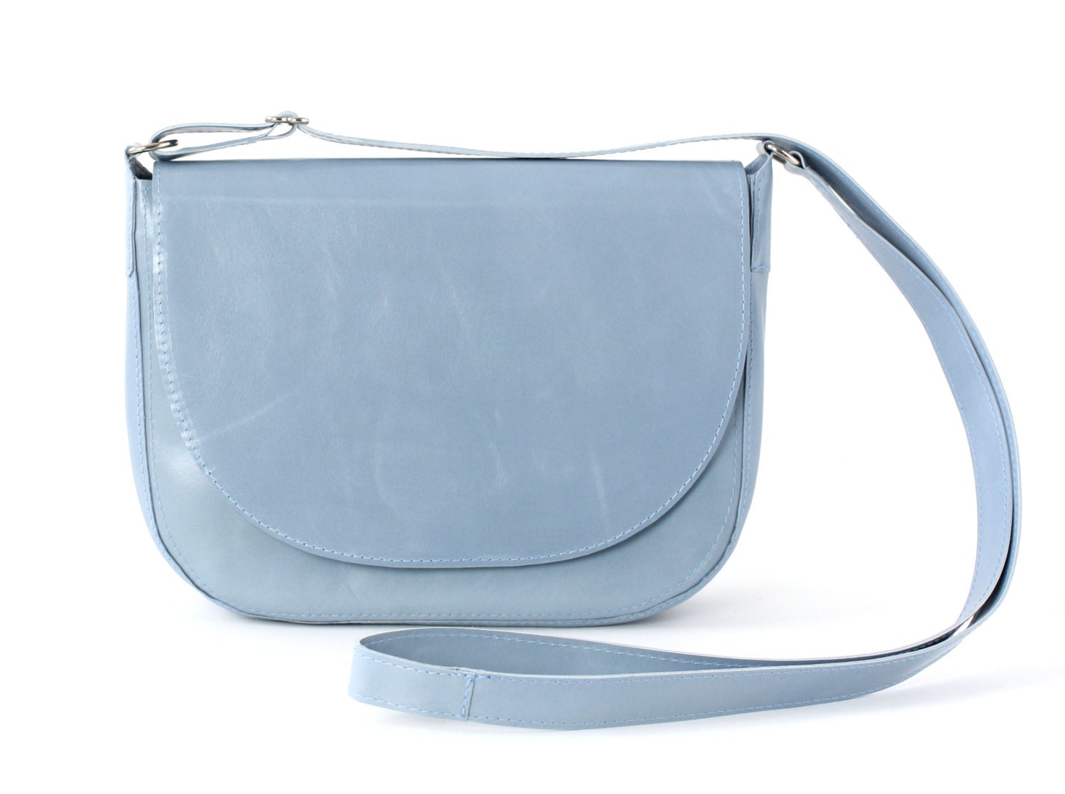 Saddle Bag Light Blue Leather Crossbody Bag by alexbender on Etsy