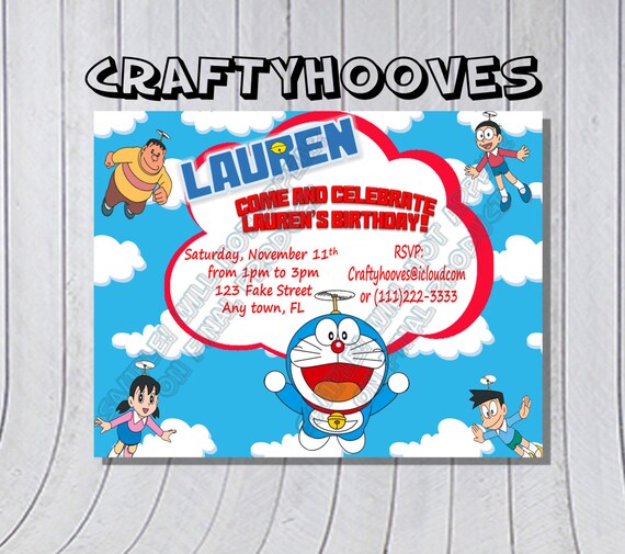 Doraemon Invitations U-Print Custom Party Celebration MLP