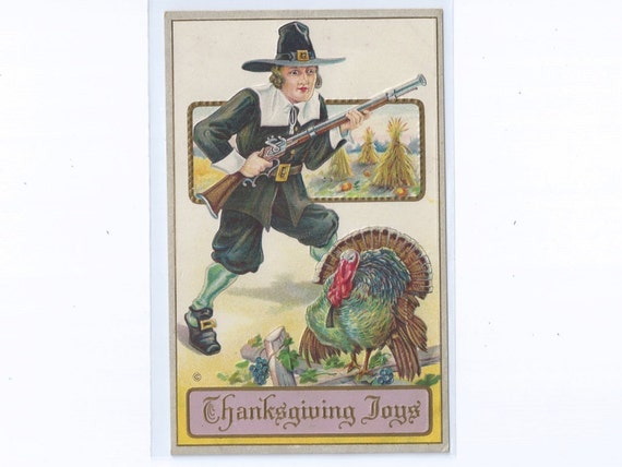 Pilgrim Hunting Turkey Thanksgiving Joy
