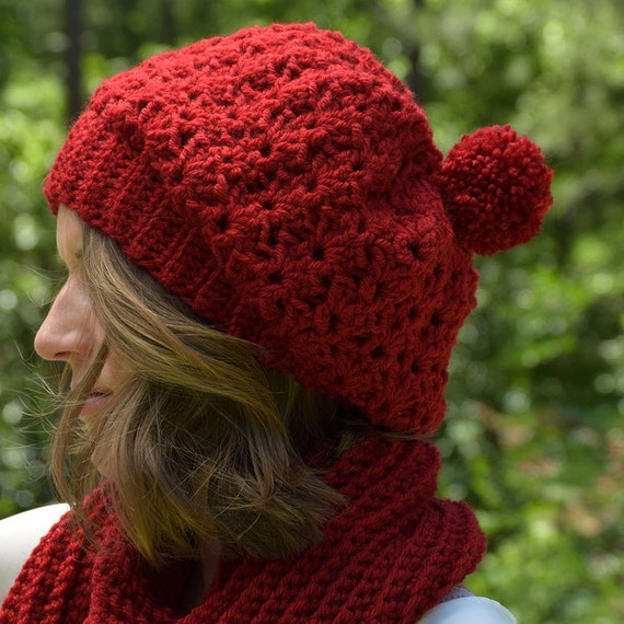 Satin Lined Hat Red Winter Hat with Removable by deMarieandMarie