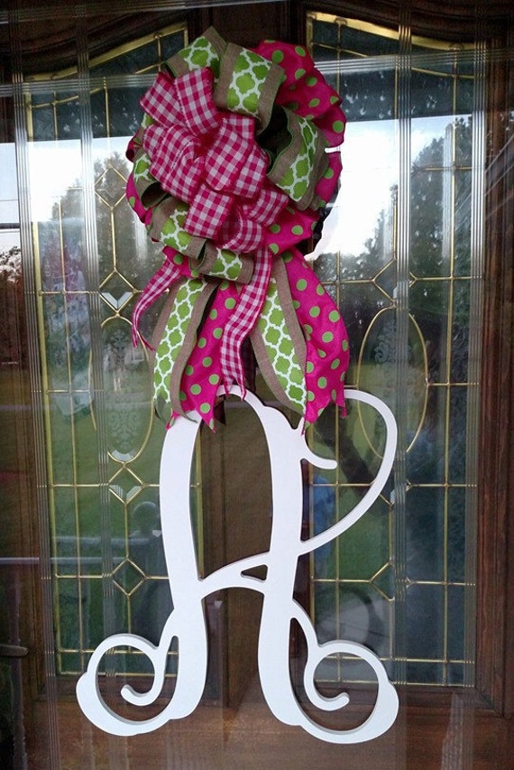 Items similar to Front Door Decor, Monogram Door Hanger, Initial Door