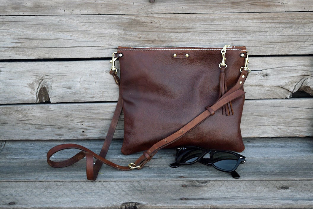 Small Cross Body Leather Bag / Fold Over Leather Bag