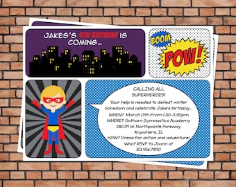 Superhero birthday party, superhero party invitation, printable superhero invitation, super hero invitation printable, custom invitation