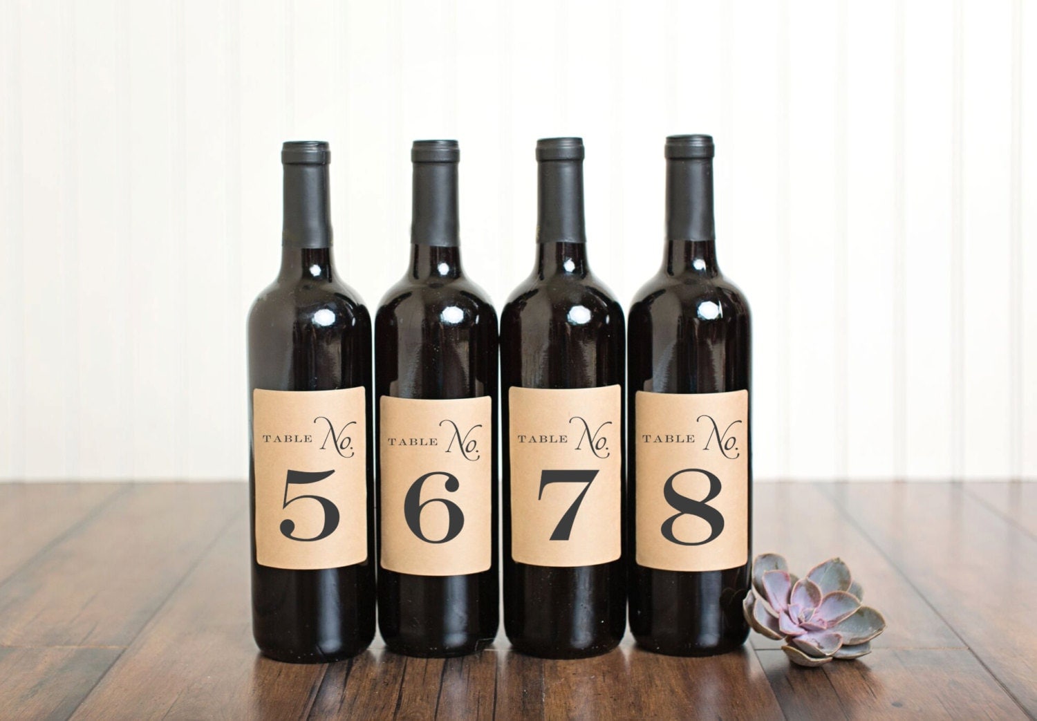 Table Number Wine Bottle Labels Classic