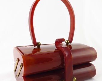Vintage Wilardy Marbled Tortoise Lucite Purse, Rare Tiered Shape