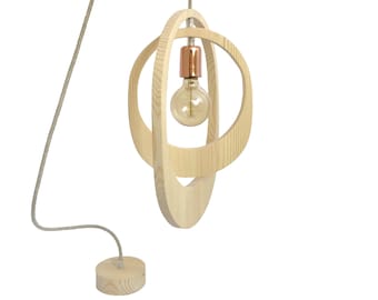 Geometric Orbit Wooden Pendant Light Wooden Lighting Ceiling Lamp Wood Chandelier Light Copper Retro Rose Gold Light Suspension Light