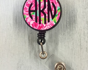 Lilly Pulitzer Badge Reel First Impressions | Monogrammed Badge Reel | Initials Badge Reel | Lilly Pulitzer Inspired | Monogram Badge Reel