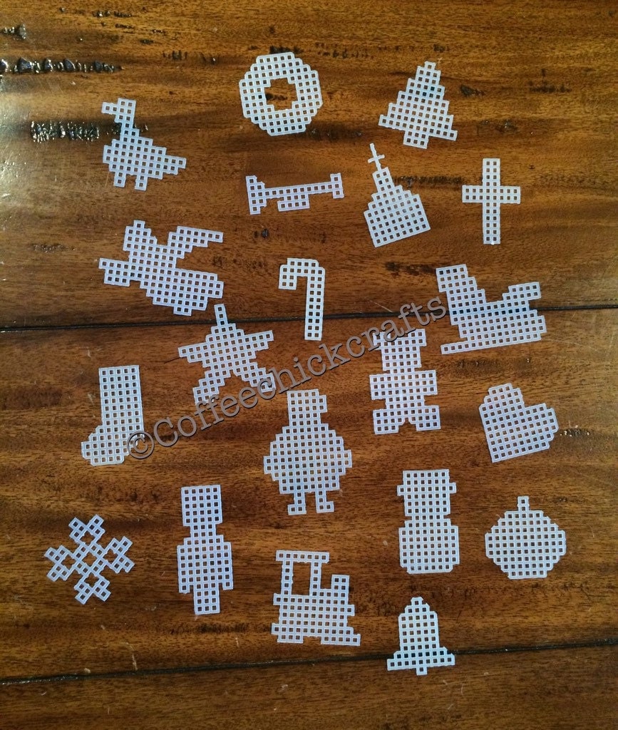 20 Christmas Plastic Canvas Cut Out Set by CoffeeChickCrafts