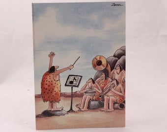 Vintage 1983 Gary Larson Far Side Greeting Card and Envelope. Caveman Orchestra