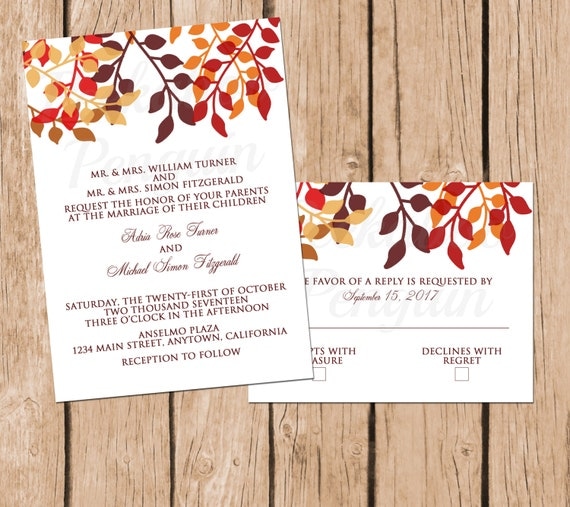 Fall Wedding Invitations Printable 6
