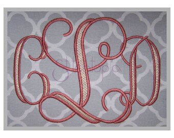 Interlocking Vine Monogram Set - 4" 4.5" 5" - Satin & Chevron 2 COLORS Machine Embroidery Monogram Font BX Font 11 Formats Instant Download