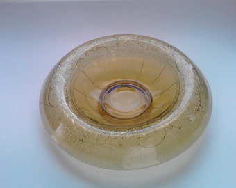 Depression Glass Rolled Edge Console Bowl in Yellow Amber