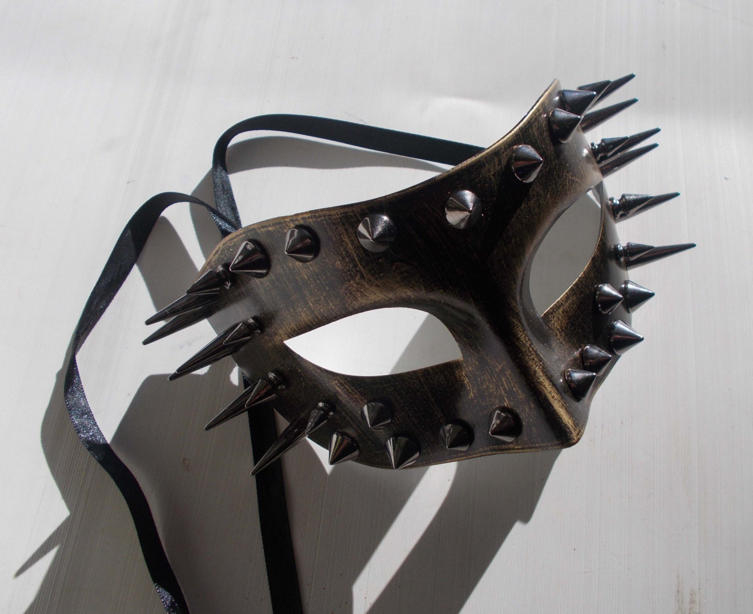 metal trooks handmade half face mask in bronze/black colour with spikes ...