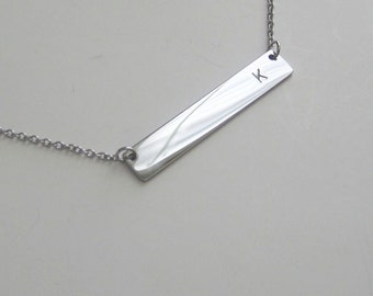 engraved initial Bar , wedding necklace, personalized necklace, silver,rose gold necklace,bridesmaid necklace,