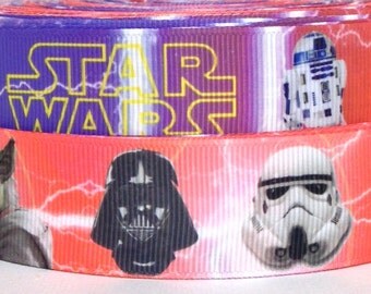Star Wars 1" Grosgrain Ribbon - Star Wars Ribbon 3 yards - 3 yards Star Wars Grosgrain Ribbon - 1" Star Wars Grosgrain Ribbon