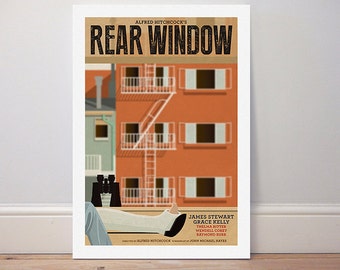 Movie poster Hitchcock 'Rear Window' colour print