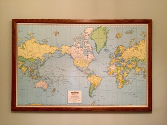 Items Similar To 1980 S Framed School World Map On Etsy