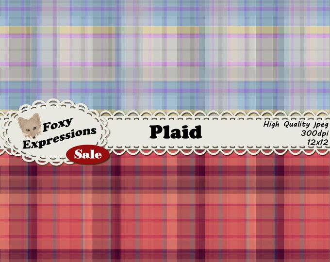 Plaid digital paper comes 12 different striking colors of plaid. Perfect for adding a rustic, warm and cuddly feel of flannel to any project