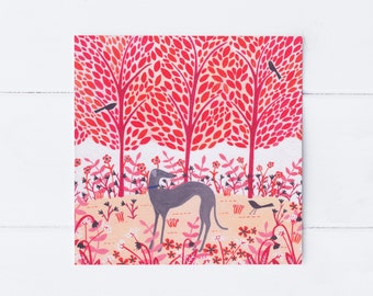 Autumn Greyhound Greeting Card | Art Card | Woodland Illustration | Notecard | Dog Card | Dog Lover Gift