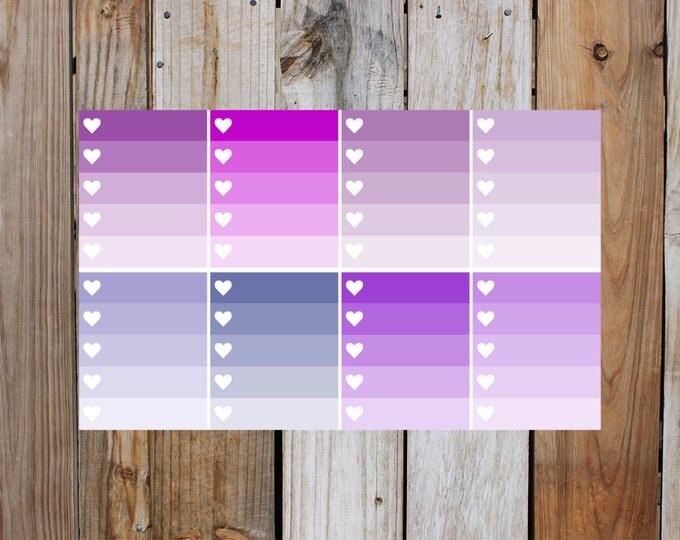Purple Heart Check Box Planner Stickers in Glossy - Shades Of Purple | for use with ERIN CONDREN Life Planner