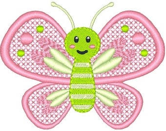 Butterfly Embroidery Design, Garden Insect Machine Embroidery Design No: JG00032-1