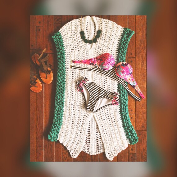 Items similar to Handmade cover up, crochet cover up, crocheted cover