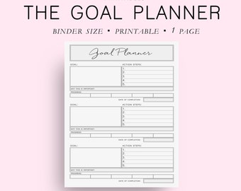 Binder Size Goal Planner, Goal Tracker, Goal Journal, Goal Planning, Planner Goals, DIY Planner, Filofax Binder, Binder Planner,