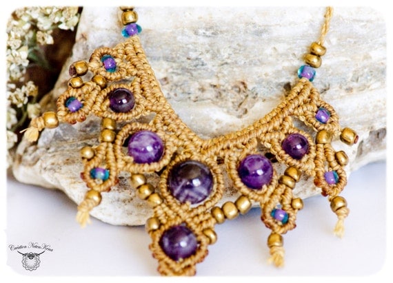 Emaya Handmade Macrame Necklace - Semi Precious Stone