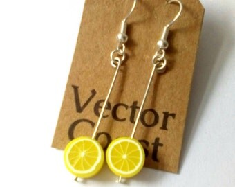 Lemon Slice Earrings, Fruit Earrings, Lemon Slices, Tropical Fruit, Fruit Jewelry, Cute Earrings, Fruity Jewellery, Food Jewelry