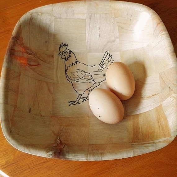 CHICKEN laser engraved  NATURAL bowl unique EGG basket / fruit  bowl nik naks  #chicken