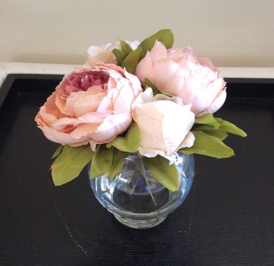 Silk Peony Arrangement Peony Floral Arrangement Silk